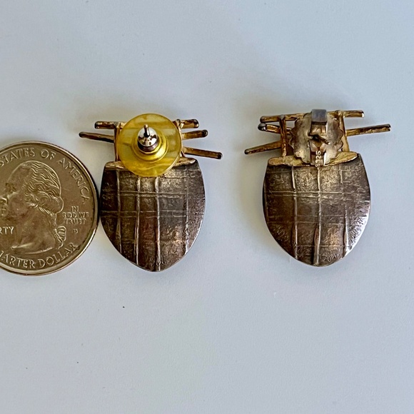 Carolyn Morris Bach Pierced Earrings Sterling Silver 18K Gold - Picture 7 of 14